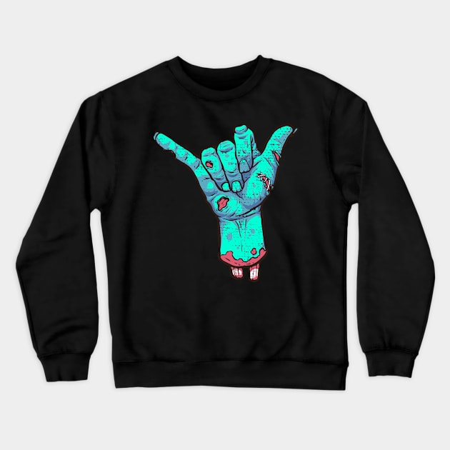 Shaka Zombie Halloween Crewneck Sweatshirt by Dailygrind